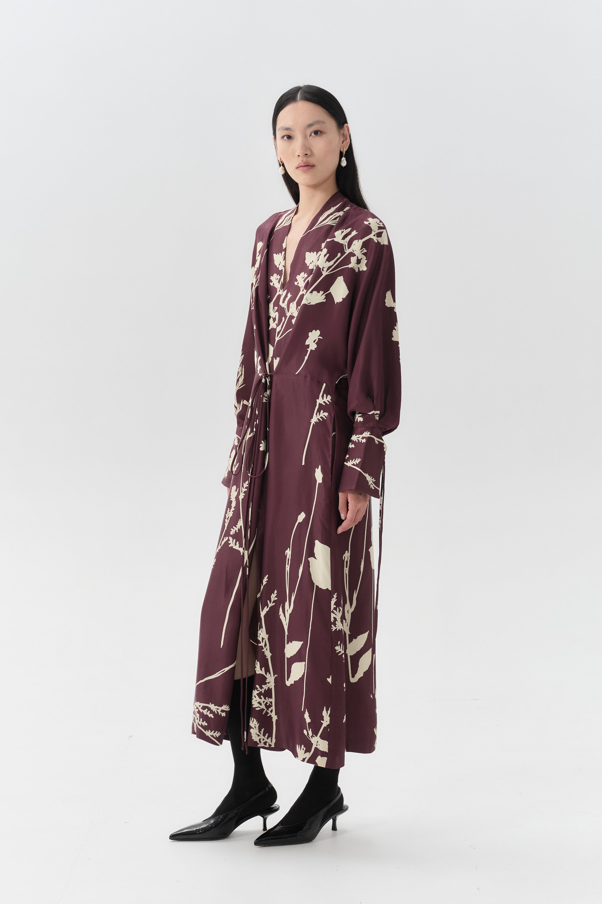 Kimono Dress – Gobi Print – Aubergine – TENCEL™ Lyocell – Limited