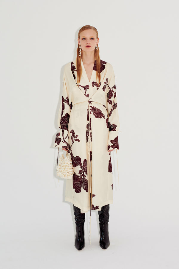 Kimono Dress Gobi Print Cream & Chocolate TENCEL Lyocell Ltd. eik ai Kimono Dress Gobi Print Cream & Chocolate TENCEL Lyocell Ltd. eik ai