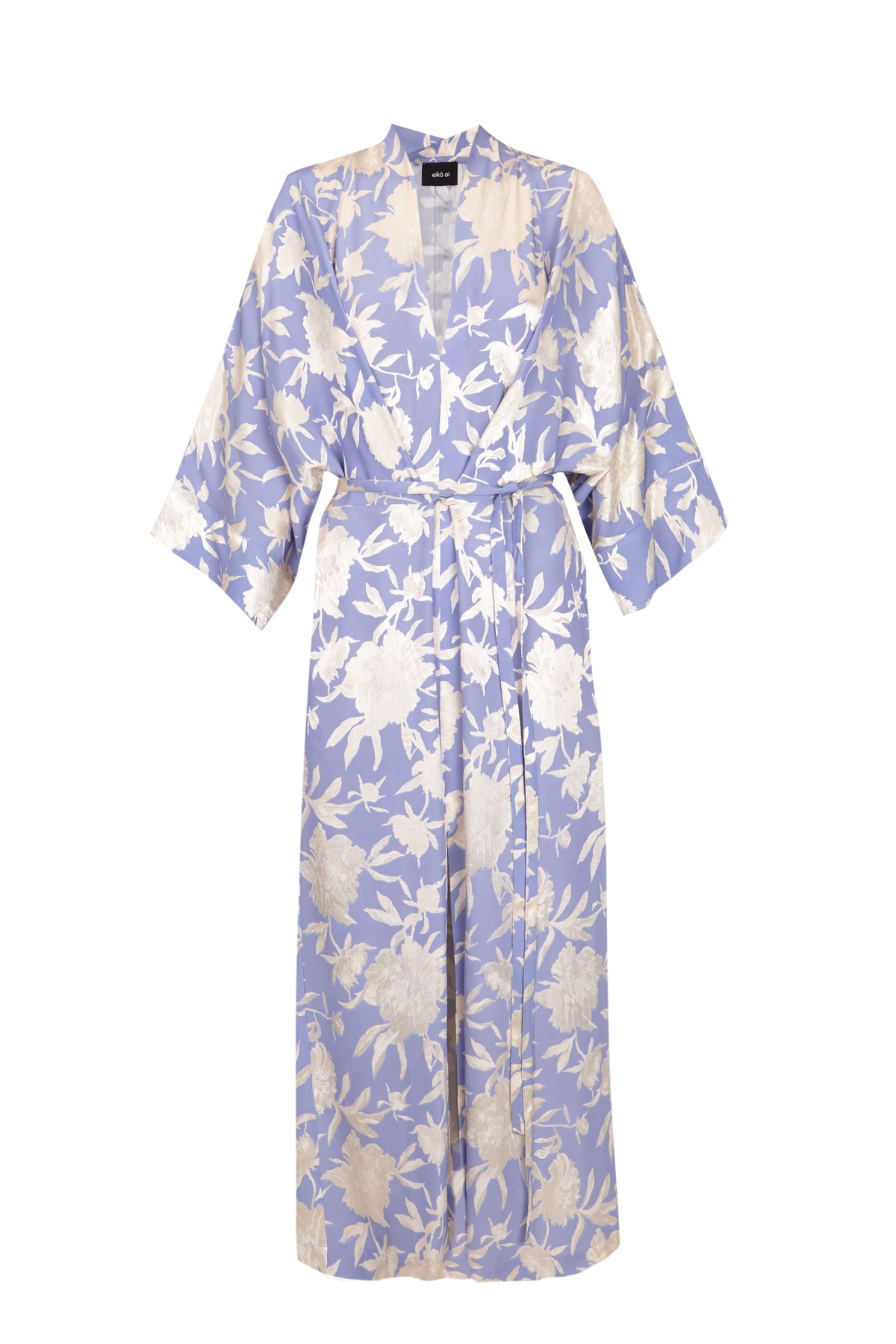 Kimono Dress – Vita Print – Blue & Ivory Viscose Jacquard – Limited – eikō ai
