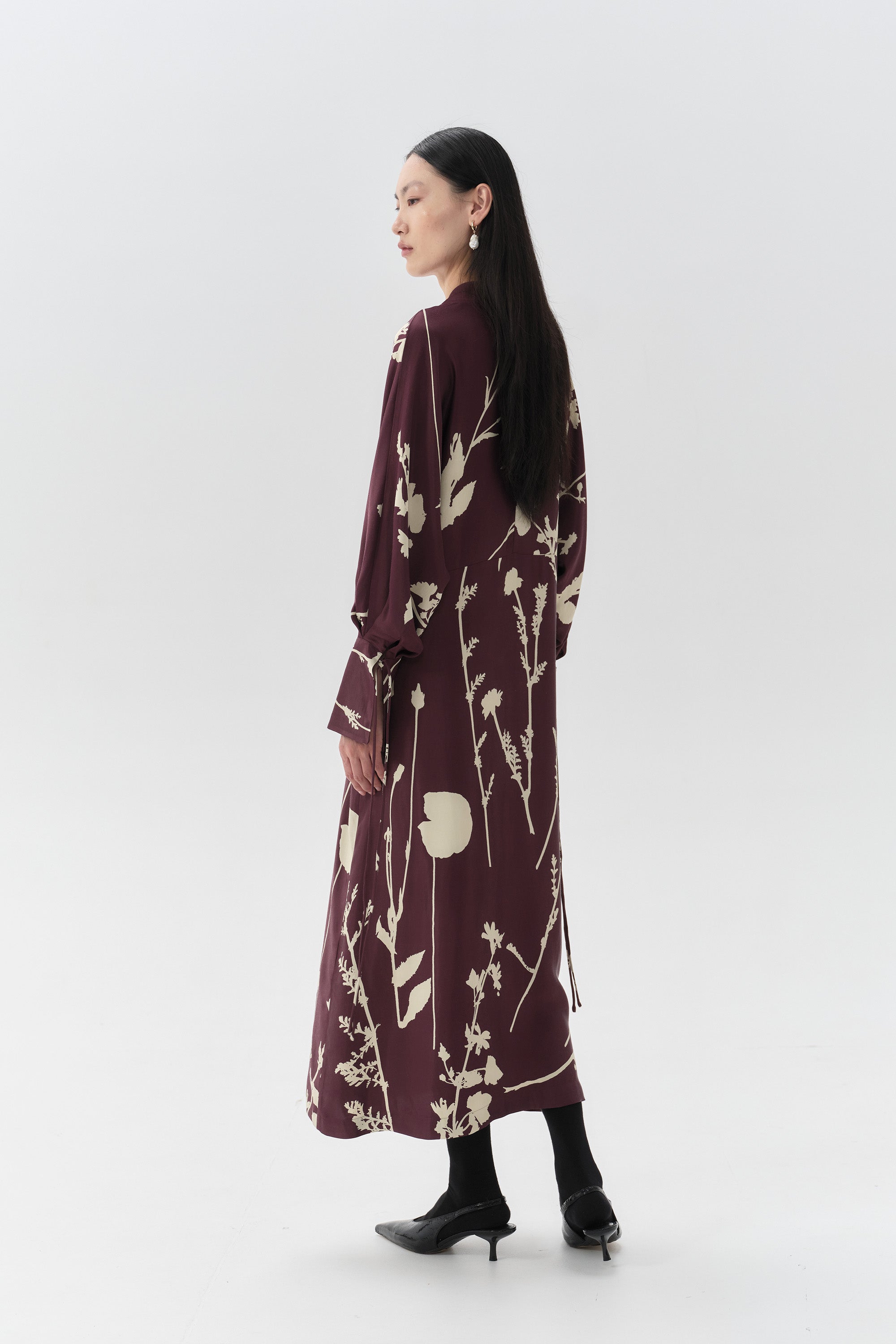 Kimono Dress – Gobi Print – Aubergine – TENCEL™ Lyocell – Limited