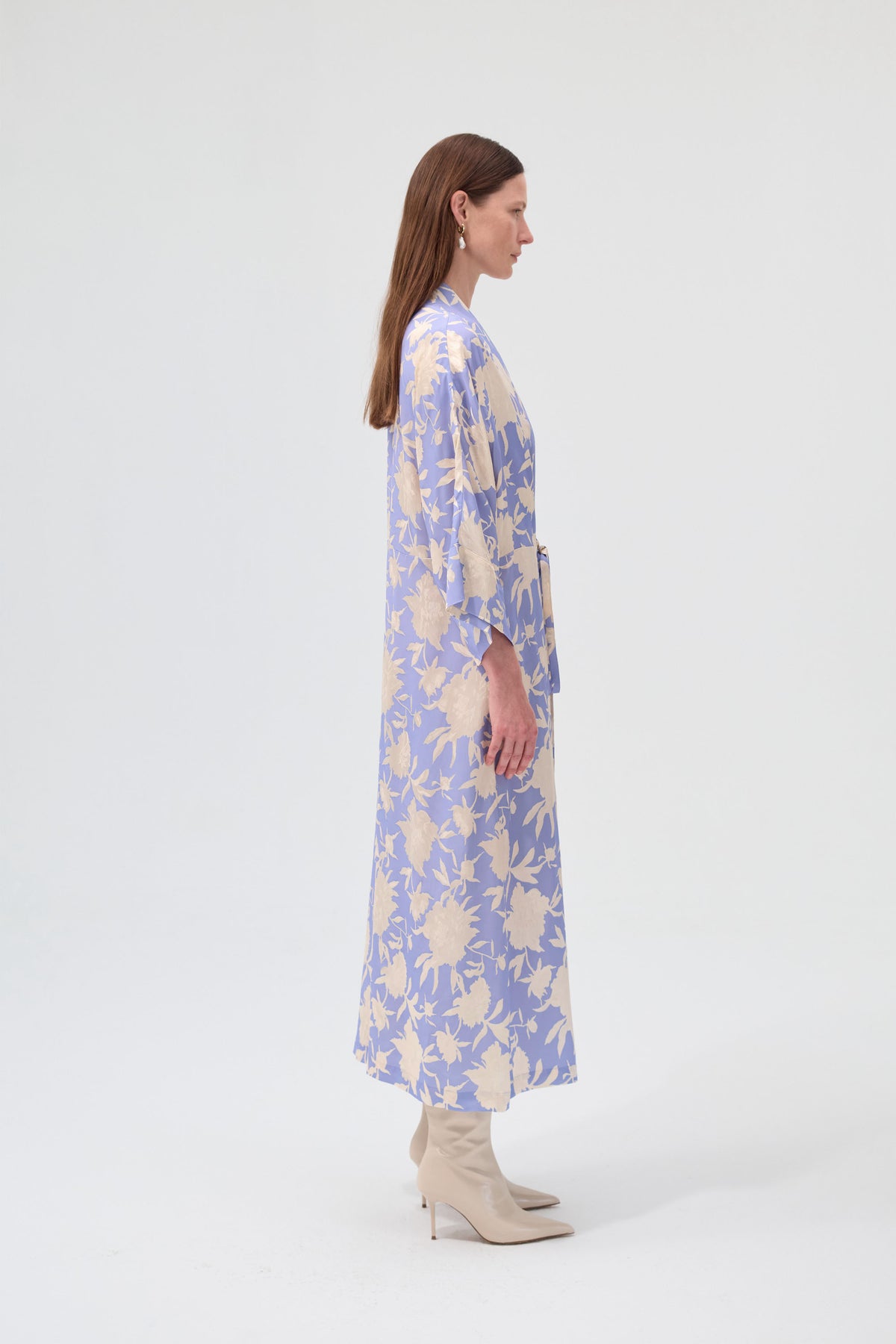 Kimono Dress Vita Print Blue & Ivory Viscose Jacquard Limited eik ai Kimono Dress Vita Print Blue & Ivory Viscose Jacquard Limited eik ai