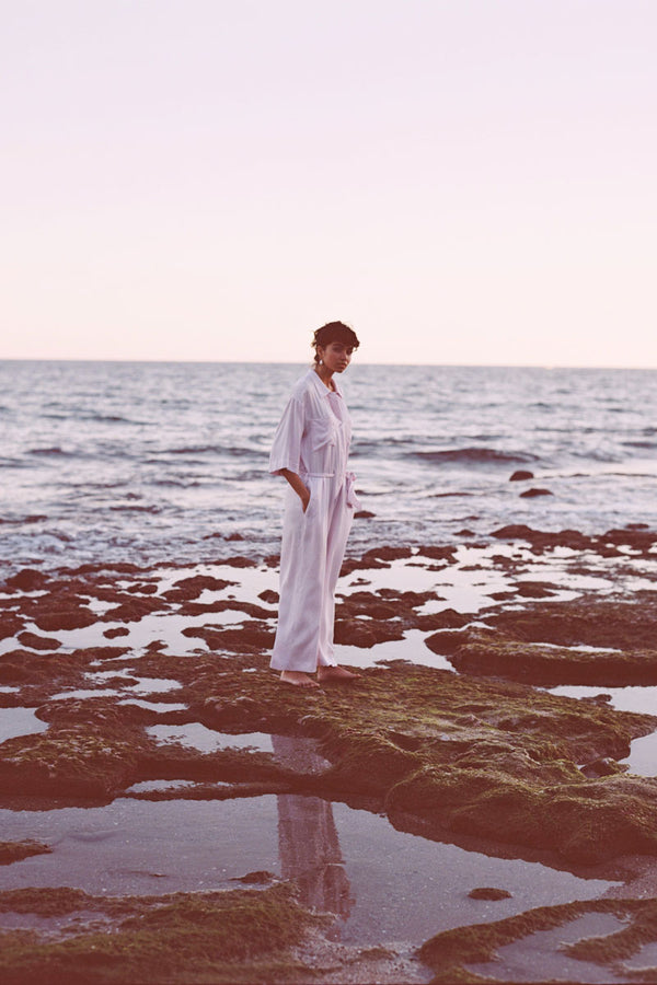 Lilac cropped utility jumpsuit