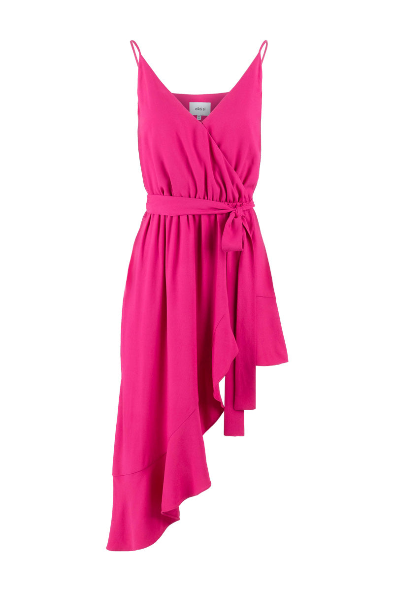 Limited-edition fuchsia irregular ruffled dress eiko ai