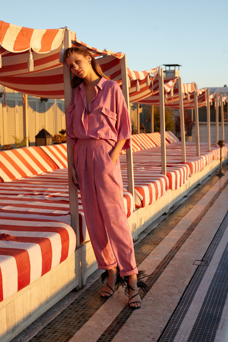 Pink Jacquard track pants