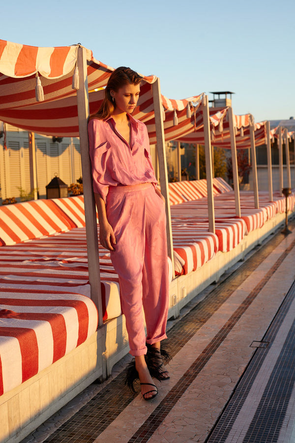 Pink Jacquard track pants